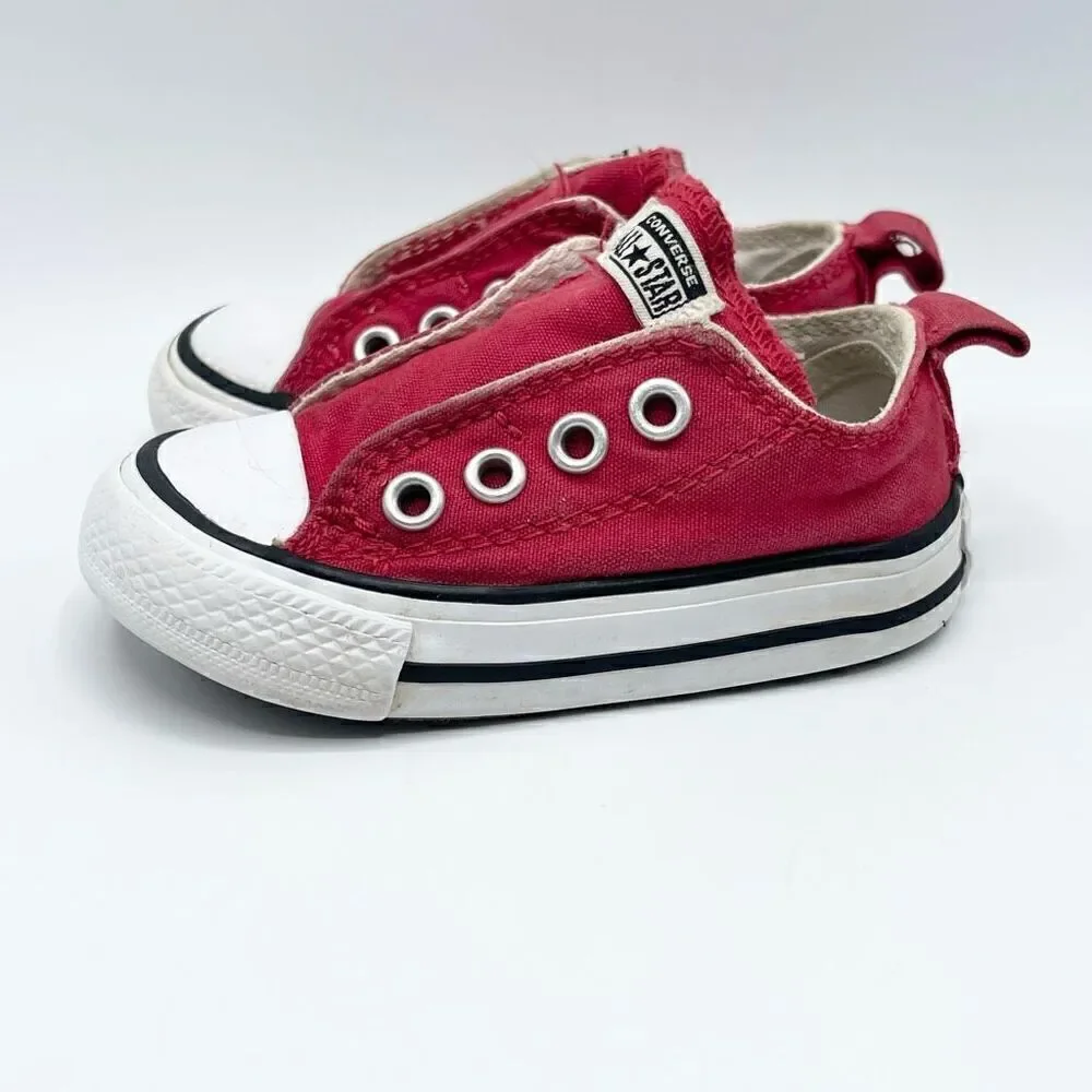Converse All Star Fire Engine Red Canvas Side Aplix Sneaker - Toddler US 4